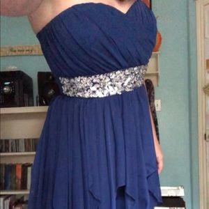 Blue silver sequined formal dress